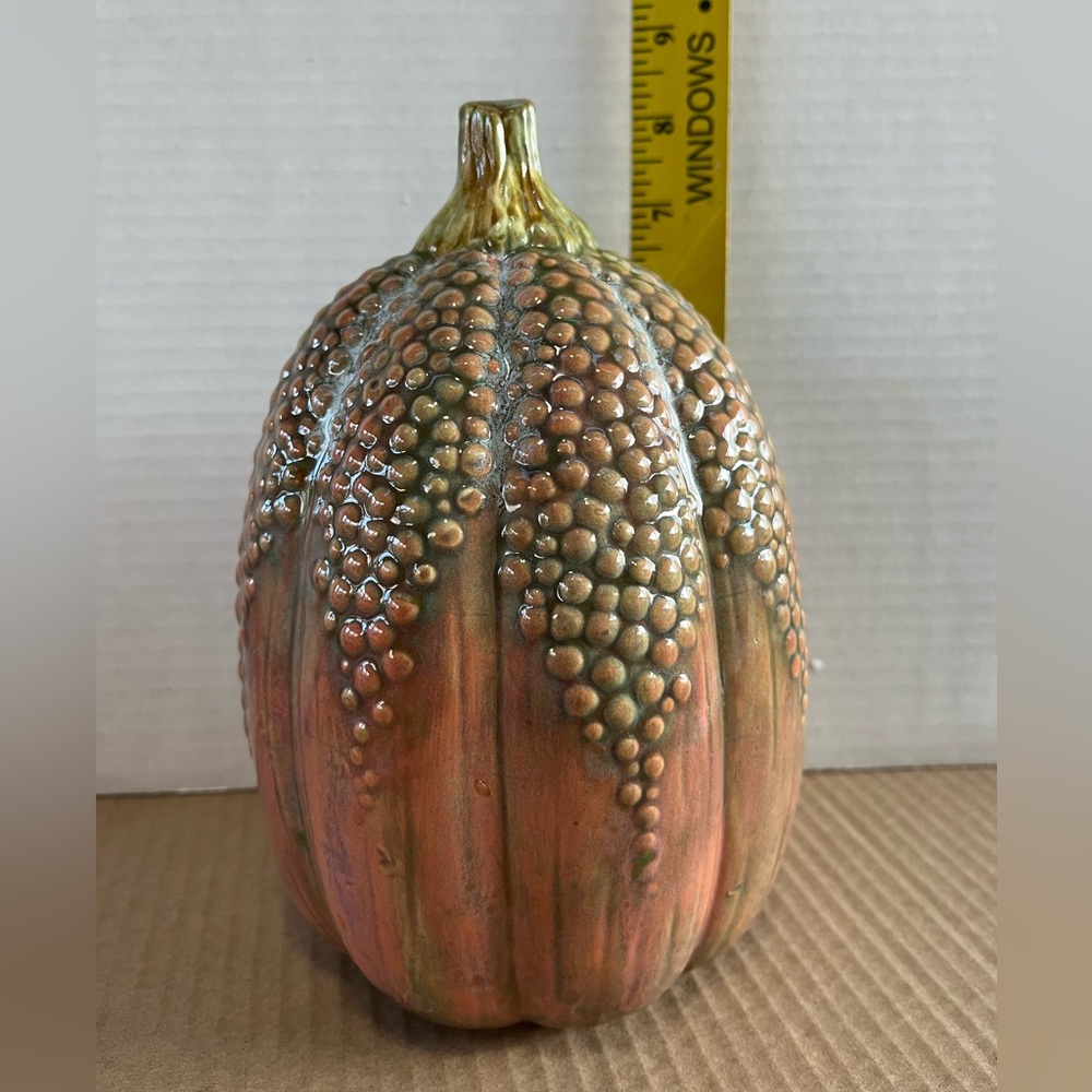 Ceramic handcrafted beaded looking pumpkin